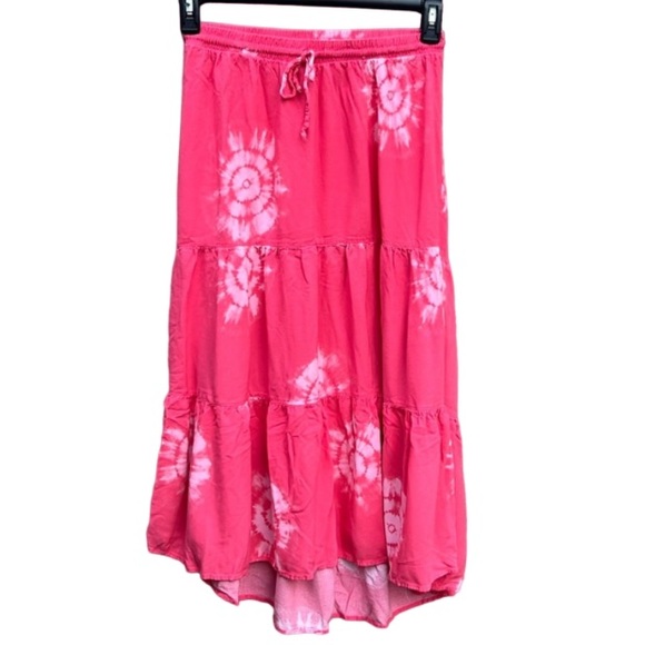 Knox Rose Dresses & Skirts - Knox Rose Boho Skirt Pink Design Size Small Elastic Waistline w/Tie Tiered